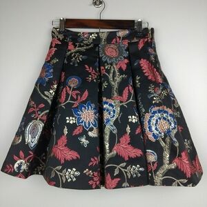 Guess Floral Brocade Pleated A-line Skirt